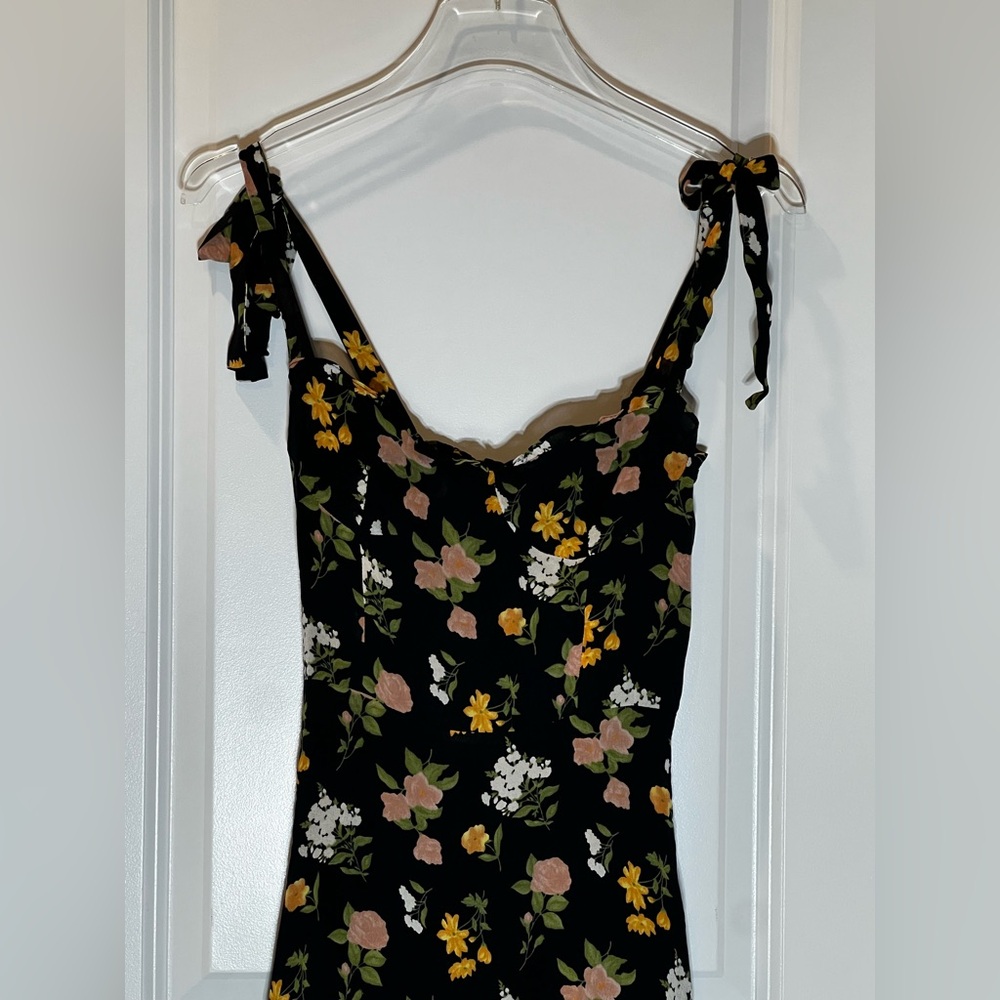 Reformation Floral Midi Dress Floral Print Tie Shoulder Sz 2 - Picture 14 of 16